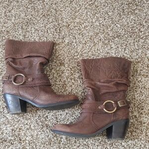 Y2K Harley Davidson Women's Brown Leather Boots Size 6.5